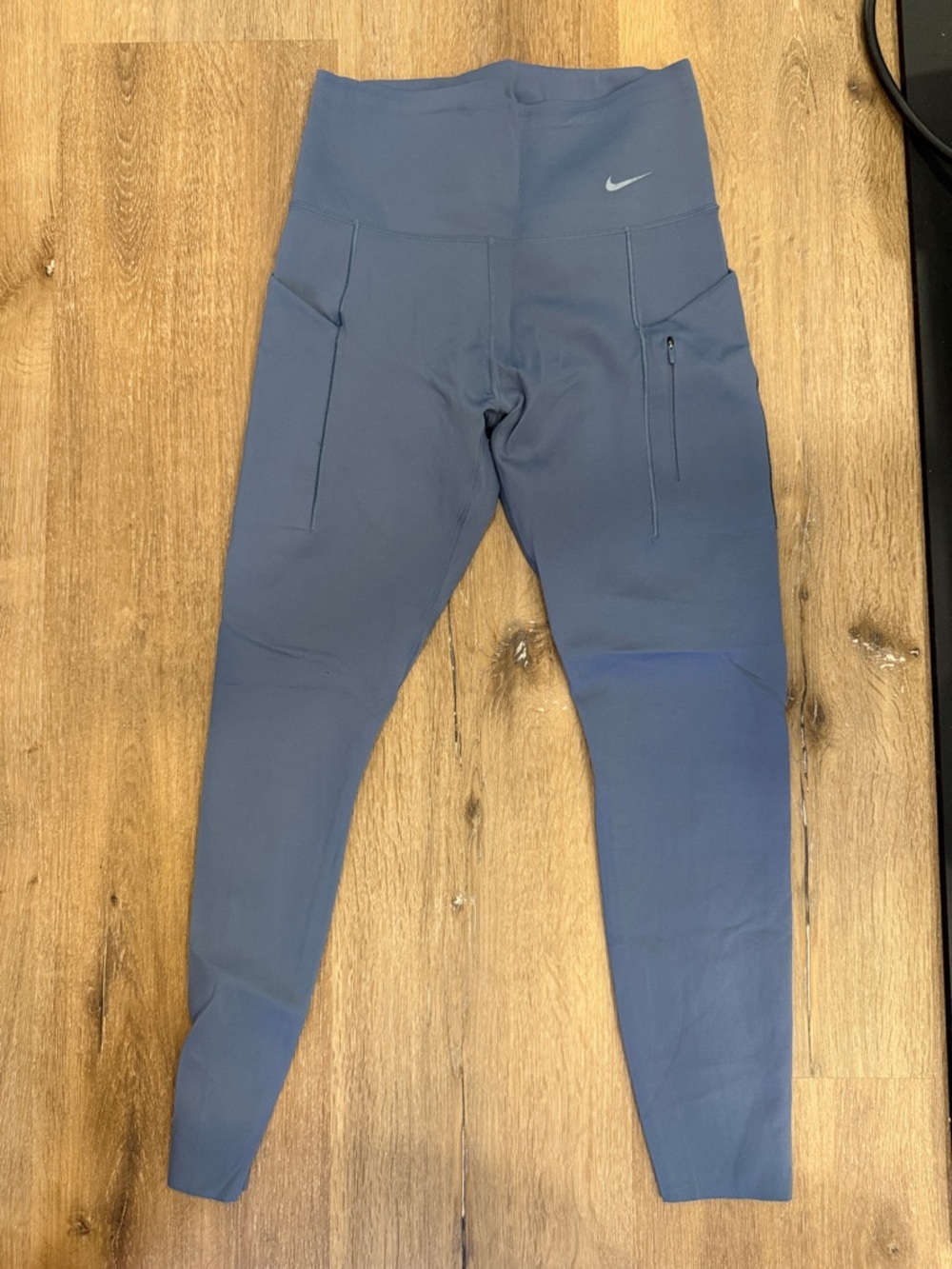 Nike Go Dri-Fit Slate Blue High-Waist Leggings with Side Pockets Medium